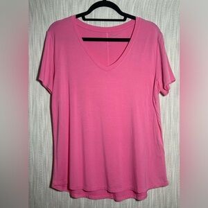 Bamboo Pink V-Neck Short Sleeve Tee